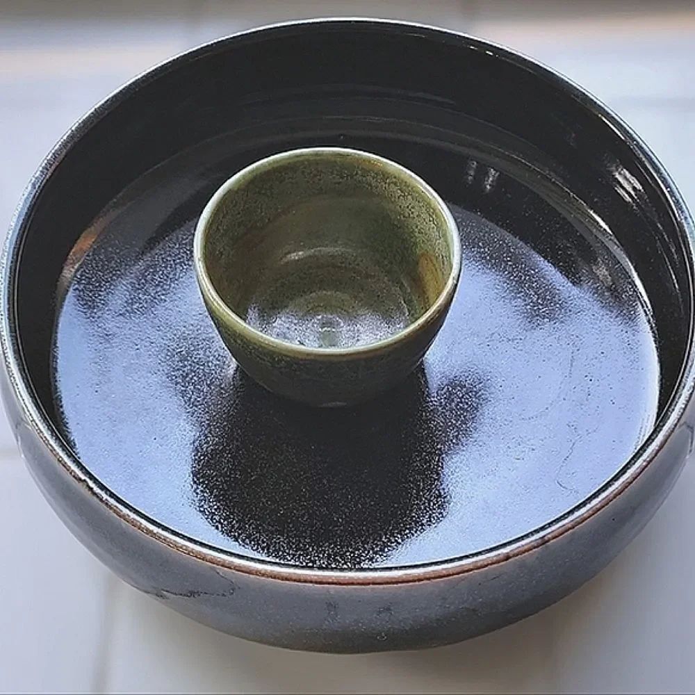 Vtg handmade stonewareâsnack servingâbowl